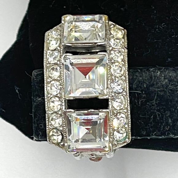 Bogoff Signed Vintage Rhinestone Panel Bracelet Clip Earrings Set - Picture 11 of 15